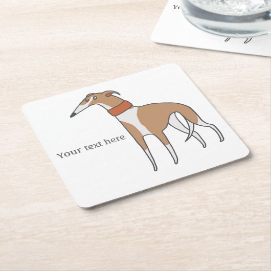 Comic Whippet Dog  Kartonnen Onderzetters (Schuin)