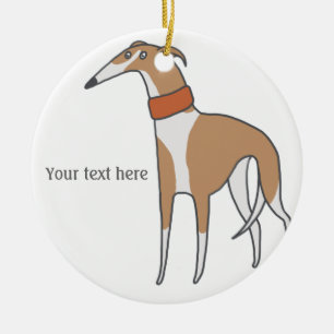 Comic Whippet Dog Keramisch Ornament