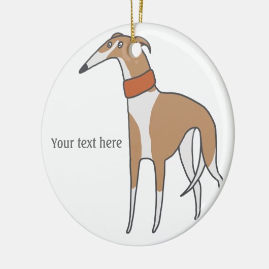 Comic Whippet Dog Keramisch Ornament (Links)