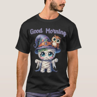 Comic witchy boek Halloween goedemorgen T-shirt