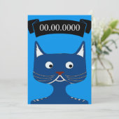 Comical Blue Cat Nodig tekst toe Kaart (Staand voorkant)