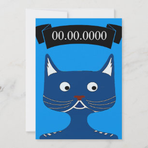 Comical Blue Cat Nodig tekst toe Kaart