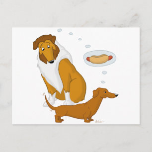 Comical Collie en Dachshund Briefkaart
