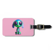 Comical Critter Space Alien Puppy Bagagelabel