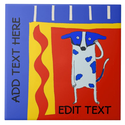 Comical Dog, bewerk tekst Tegeltje (Voorkant)