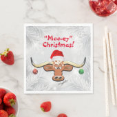Comical Kerstmis Longhorn Steer Napkins Servet (Insitu)
