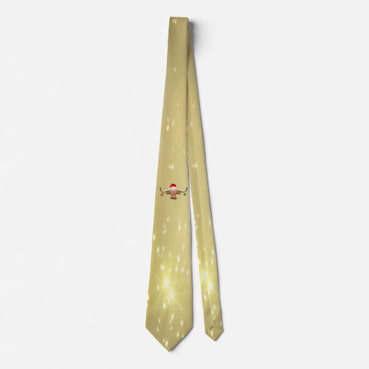 Comical Kerstmis Longhorn Steer Stropdas (Voorkant)