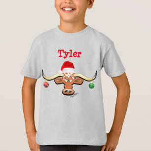 Comical Kerstmis Longhorn Steer T-shirt