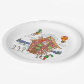 Comical Kerstmis Scene Santa Elves en Rudolph Papieren Bordje (Gekanteld)