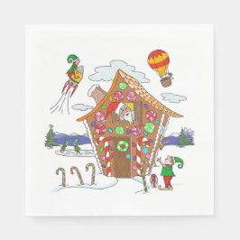 Comical Kerstmis Scene Santa Elves en Rudolph Servet