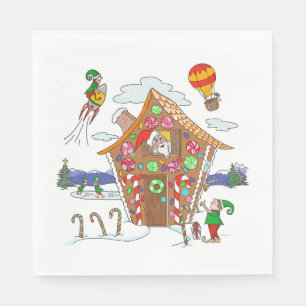 Comical Kerstmis Scene Santa Elves en Rudolph Servet