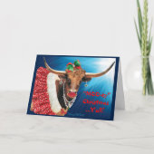 Comical Longhorn Koe Holiday Card Feestdagen Kaart (Voorkant)