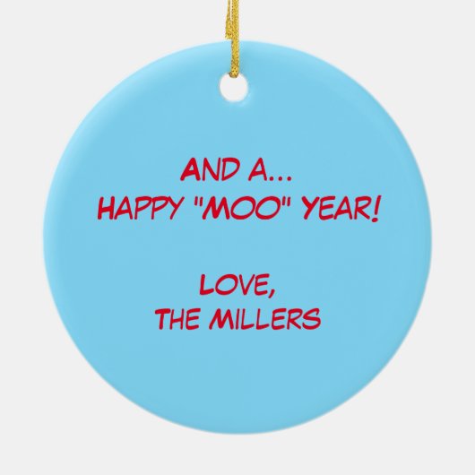 Comical Longhorn Koe kerstversiering Keramisch Ornament (Achterkant)