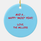 Comical Longhorn Koe kerstversiering Keramisch Ornament (Achterkant)