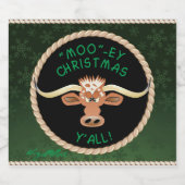 Comical Longhorn Steer Bier Etiket (Enkel label)