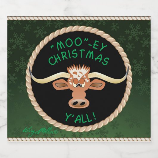 Comical Longhorn Steer Bier Etiket (Enkel label)