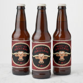 Comical Longhorn Steer Bier Etiket (Flessen)