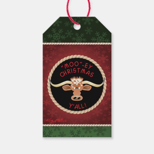 Comical Longhorn Steer Cadeaulabel (Voorkant)