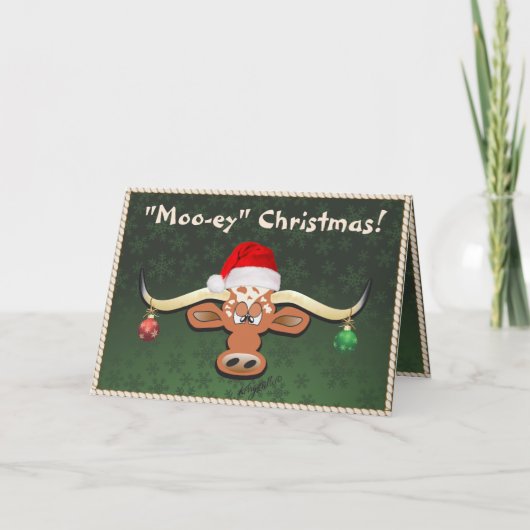 Comical Longhorn Steer Holiday Card Feestdagen Kaart (Voorkant)
