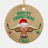 Comical Longhorn Steer Keramisch Ornament (Voorkant)