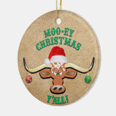 Comical Longhorn Steer Keramisch Ornament (Links)