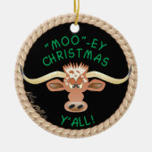 Comical Longhorn Steer Keramisch Ornament (Voorkant)