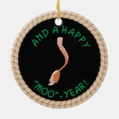 Comical Longhorn Steer Keramisch Ornament (Achterkant)