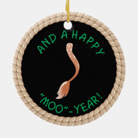 Comical Longhorn Steer Keramisch Ornament (Achterkant)