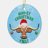 Comical Longhorn Steer Keramisch Ornament (Links)
