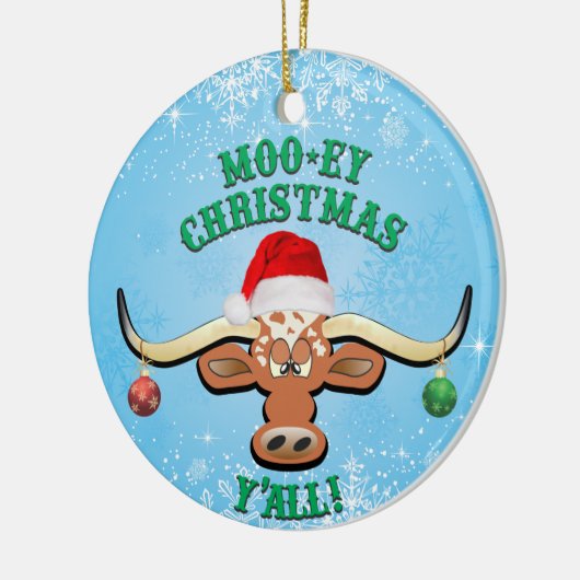Comical Longhorn Steer Keramisch Ornament (Links)