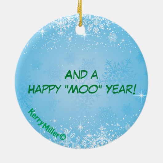Comical Longhorn Steer Keramisch Ornament (Achterkant)