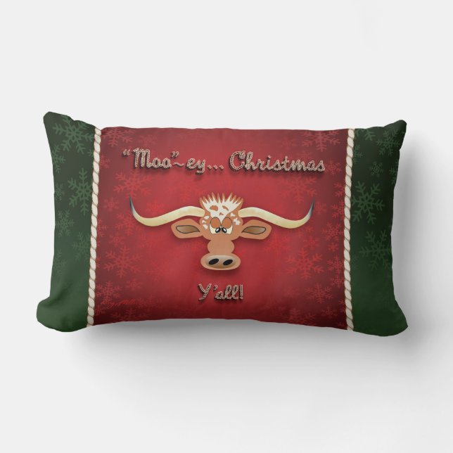 Comical Longhorn Steer Kussen (Voorkant)