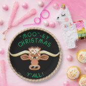 Comical Longhorn Steer Papieren Bordje (Feest)