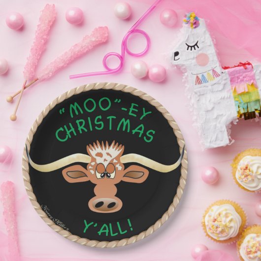 Comical Longhorn Steer Papieren Bordje (Feest)