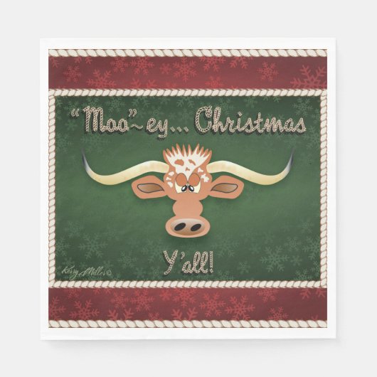 Comical Longhorn Steer Servet (Voorkant)