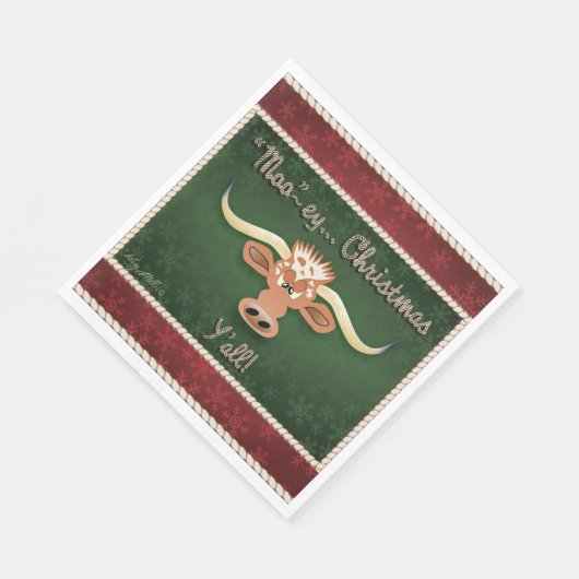 Comical Longhorn Steer Servet (Hoek)