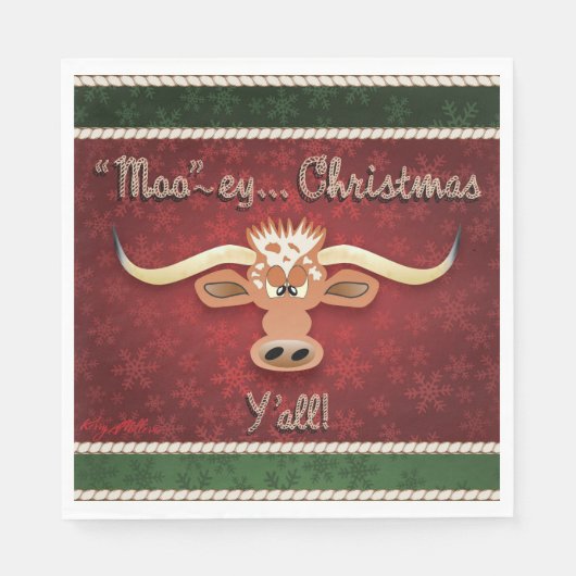 Comical Longhorn Steer Servet (Voorkant)