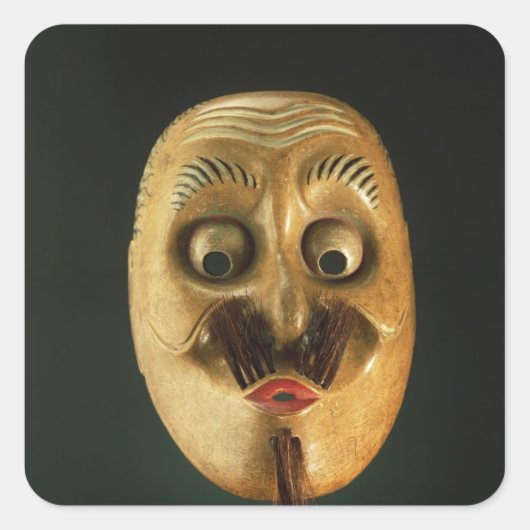 Comical Mask, noh Theater Vierkante Sticker (Voorkant)