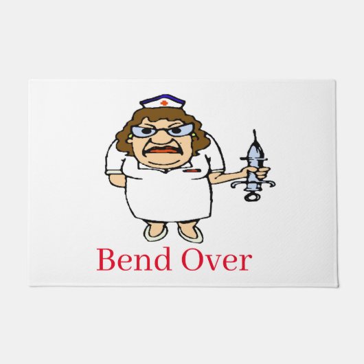 Comical Nurse, voeg tekst toe, personaliseer Vloer Deurmat (Voorkant)