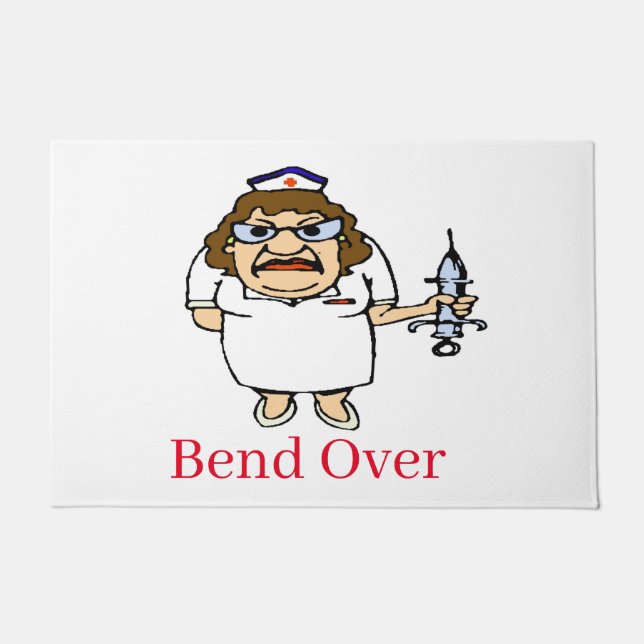 Comical Nurse, voeg tekst toe, personaliseer Vloer Deurmat (Voorkant)