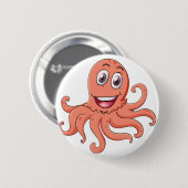 Comical octopus on white ronde button 5,7 cm (Voorkant /achterkant)