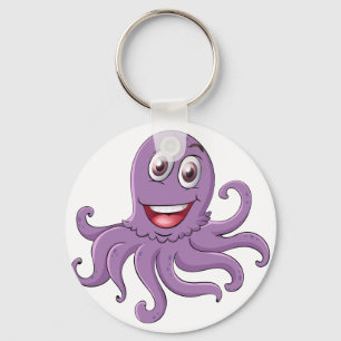 Comical octopus on white sleutelhanger