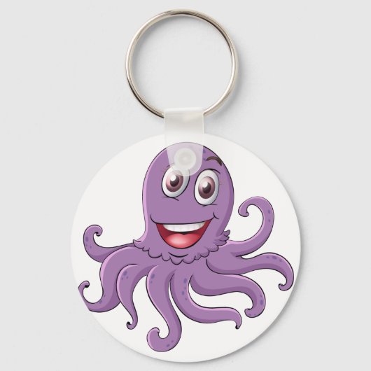 Comical octopus on white sleutelhanger (Voorkant)