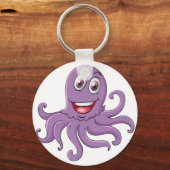 Comical octopus on white sleutelhanger (Voorkant)
