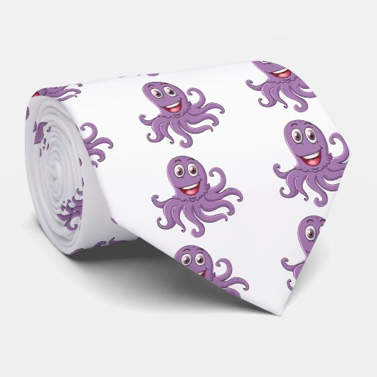 Comical octopus on white stropdas (Opgerold)