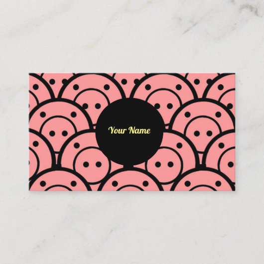 Comical Pigs Pink Abstract Pattern Visitekaartje (Voorkant)