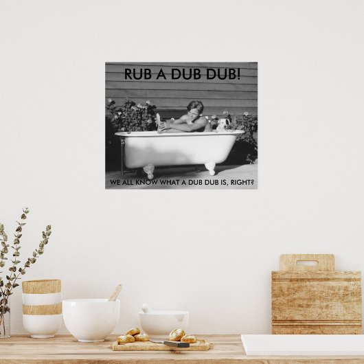 Comical Poster Boy die met zijn hond zwemt (Keuken)