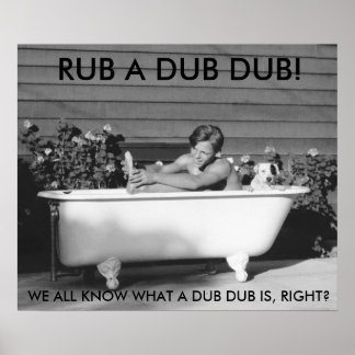 Comical Poster Boy die met zijn hond zwemt