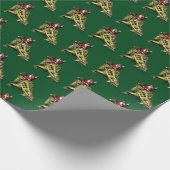 Comical Santa Claus rijdt op Talarurus Cadeaupapier (Hoek)