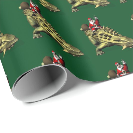 Comical Santa Claus rijdt op Talarurus Cadeaupapier (Rol Hoek)